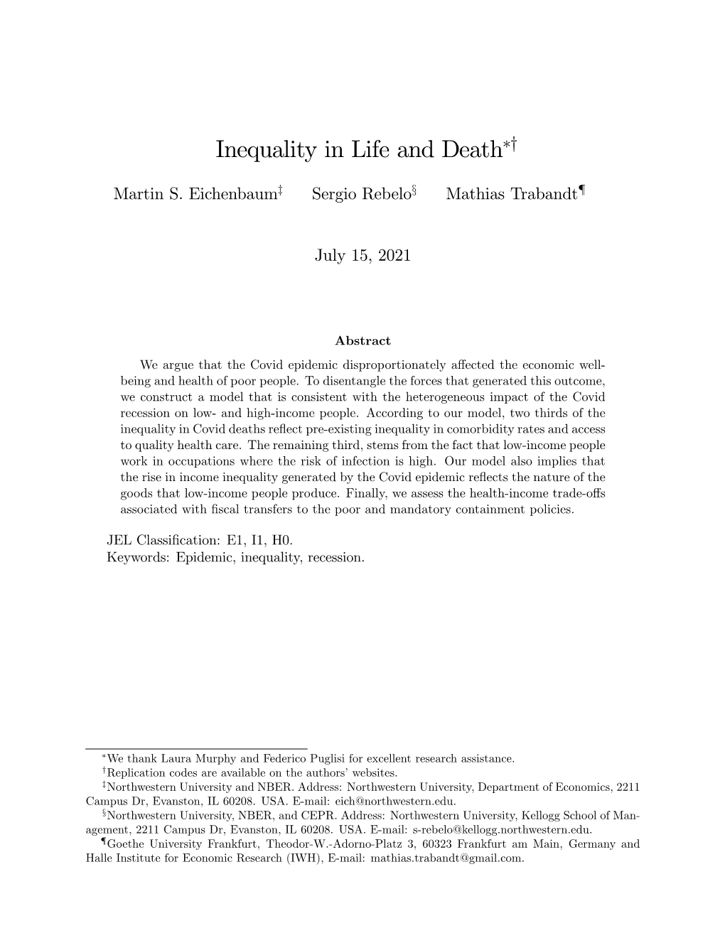 Inequality in Life and Death