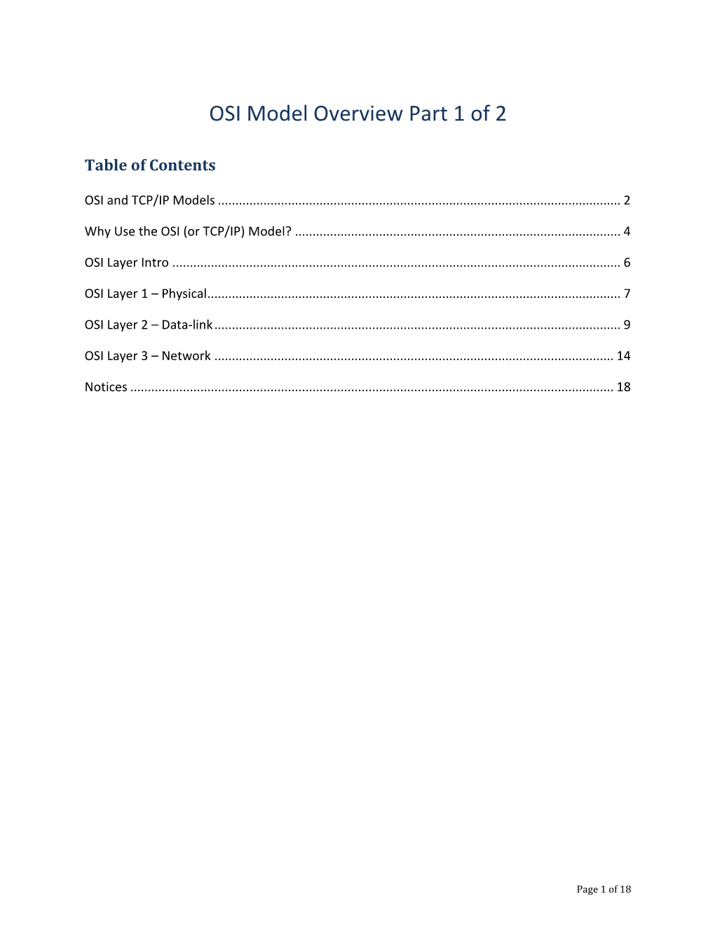 OSI Model Overview Part 1 of 2