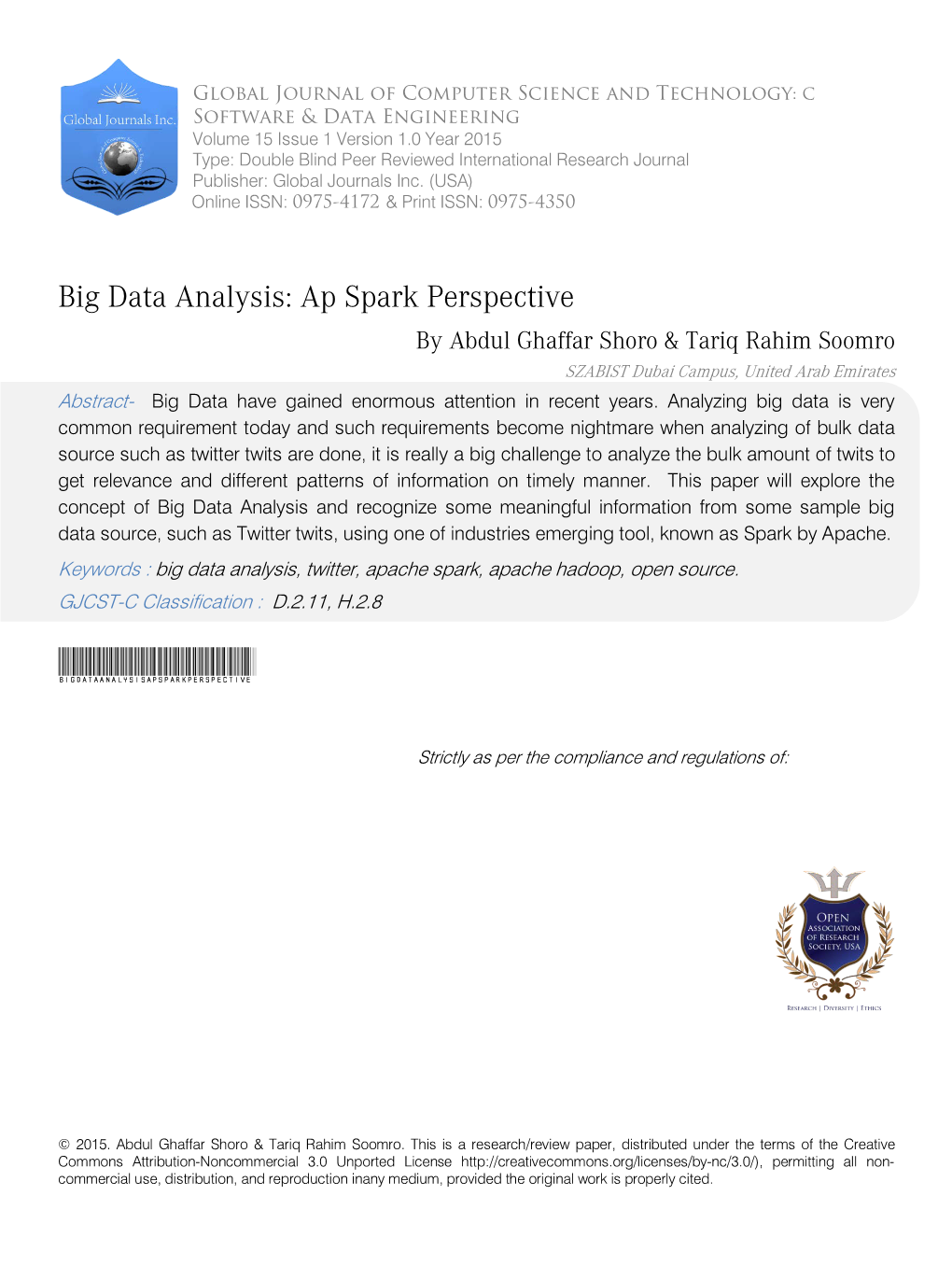 Big Data Analysis: Ap Spark Perspective