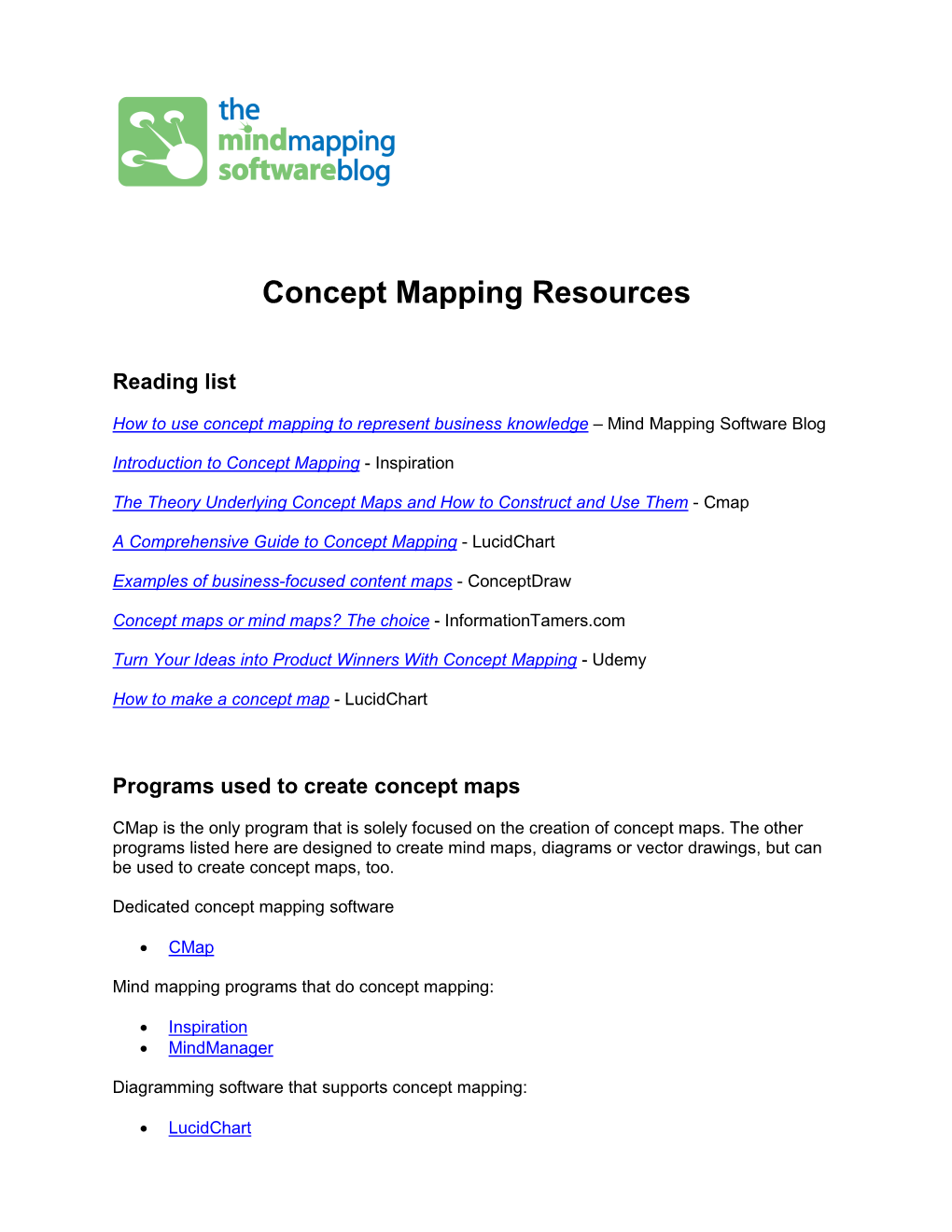 Concept Mapping Resources