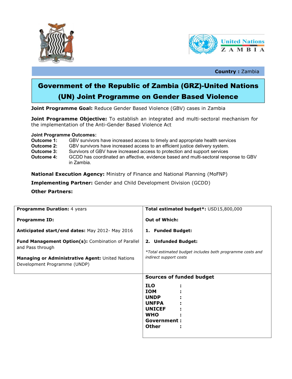 Joint Programme on Gender Based Violence