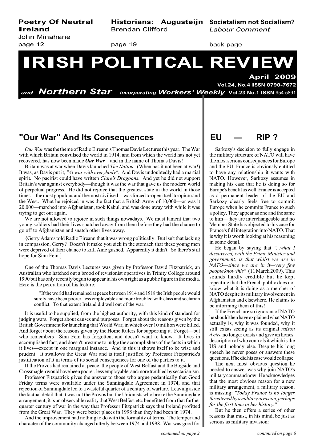 Irish Political Review, April 2009