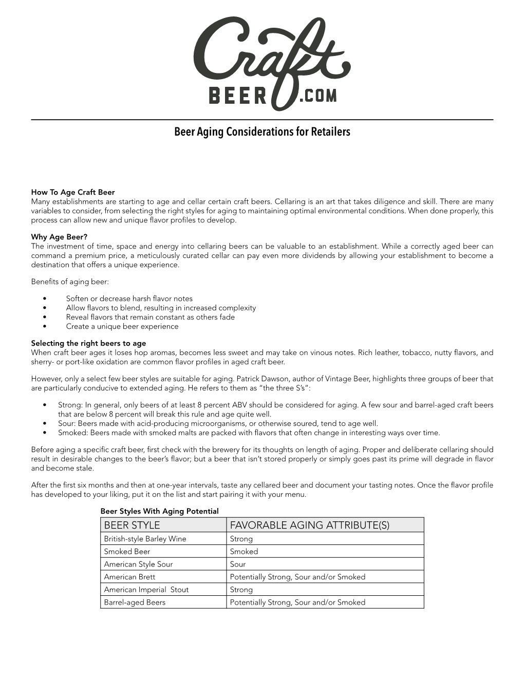 Download Beer Aging Considerations for Retailers