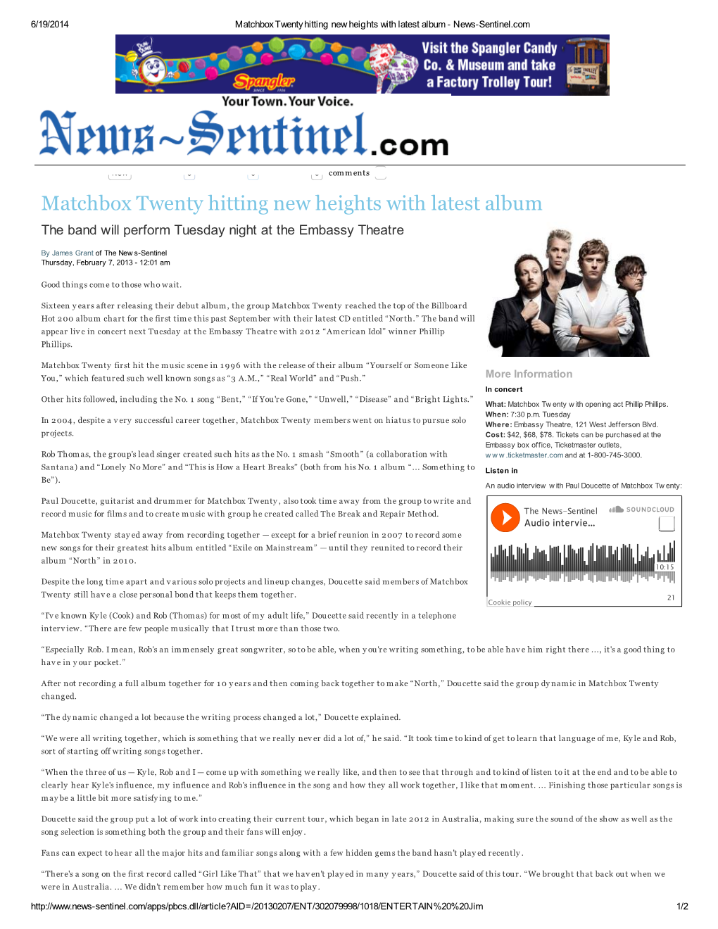 Matchbox Twenty Hitting New Heights with Latest Album - News-Sentinel.Com