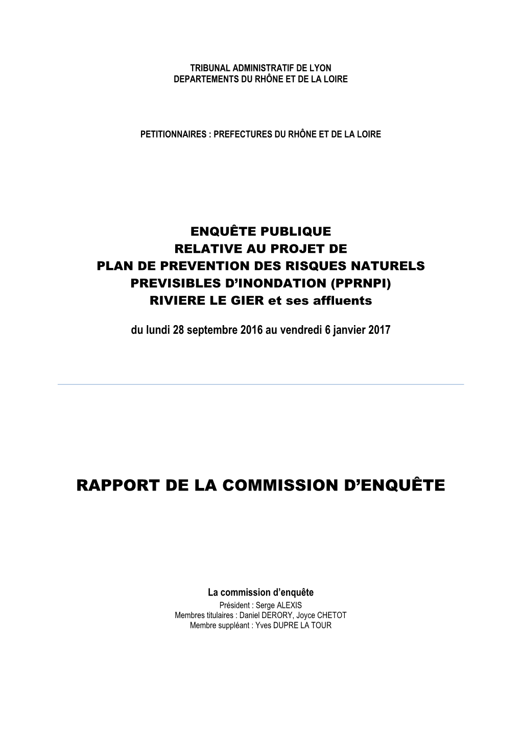 Rapport De La Commission D'enquête