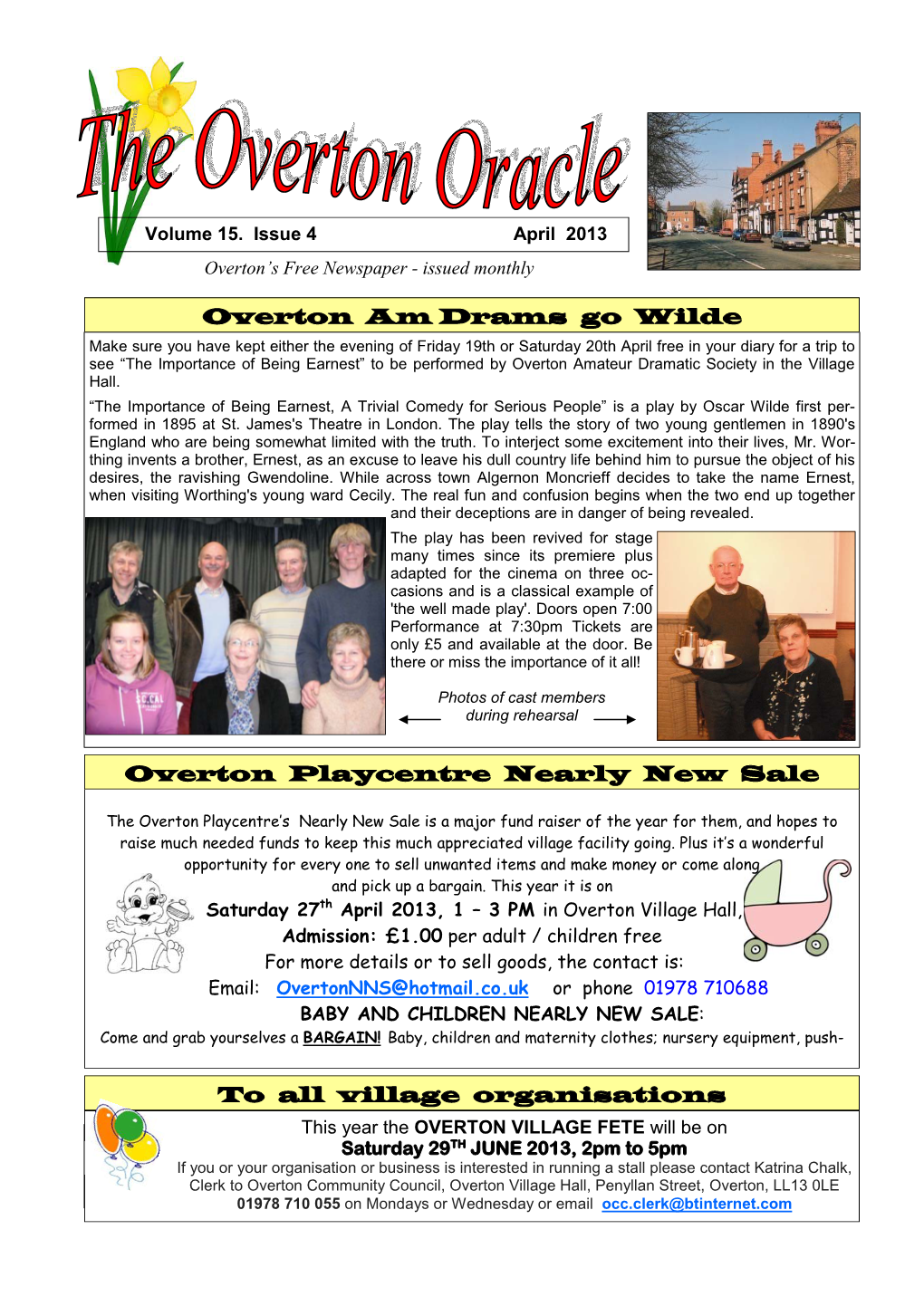 April 2013 Overton’S Free Newspaper - Issued Monthly