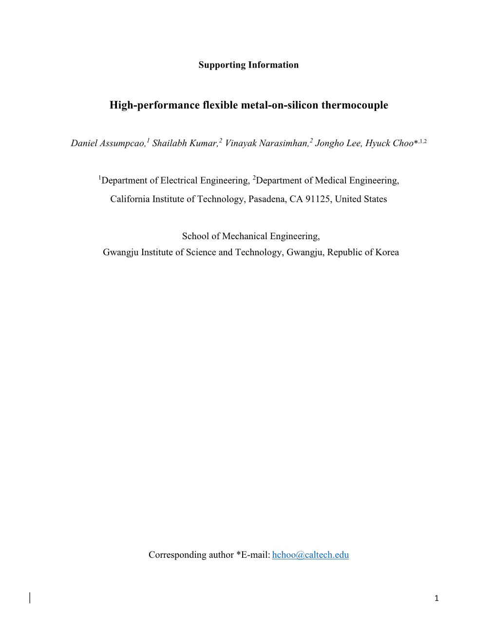 High-Performance Flexible Metal-On-Silicon Thermocouple