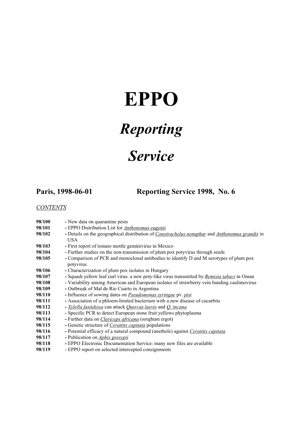 Reporting Service 1998, No