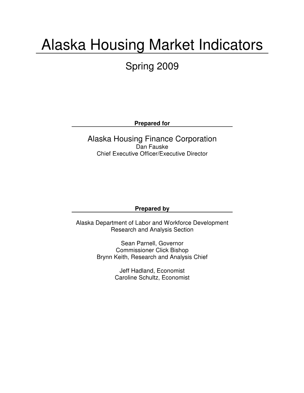 Alaska Housing Market Indicators