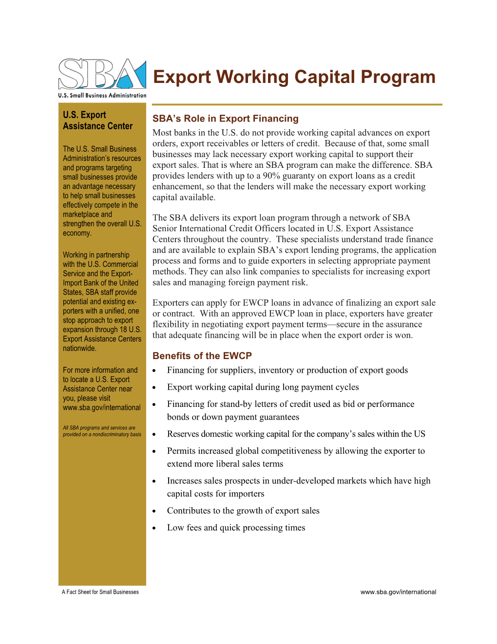 Export Working Capital Program