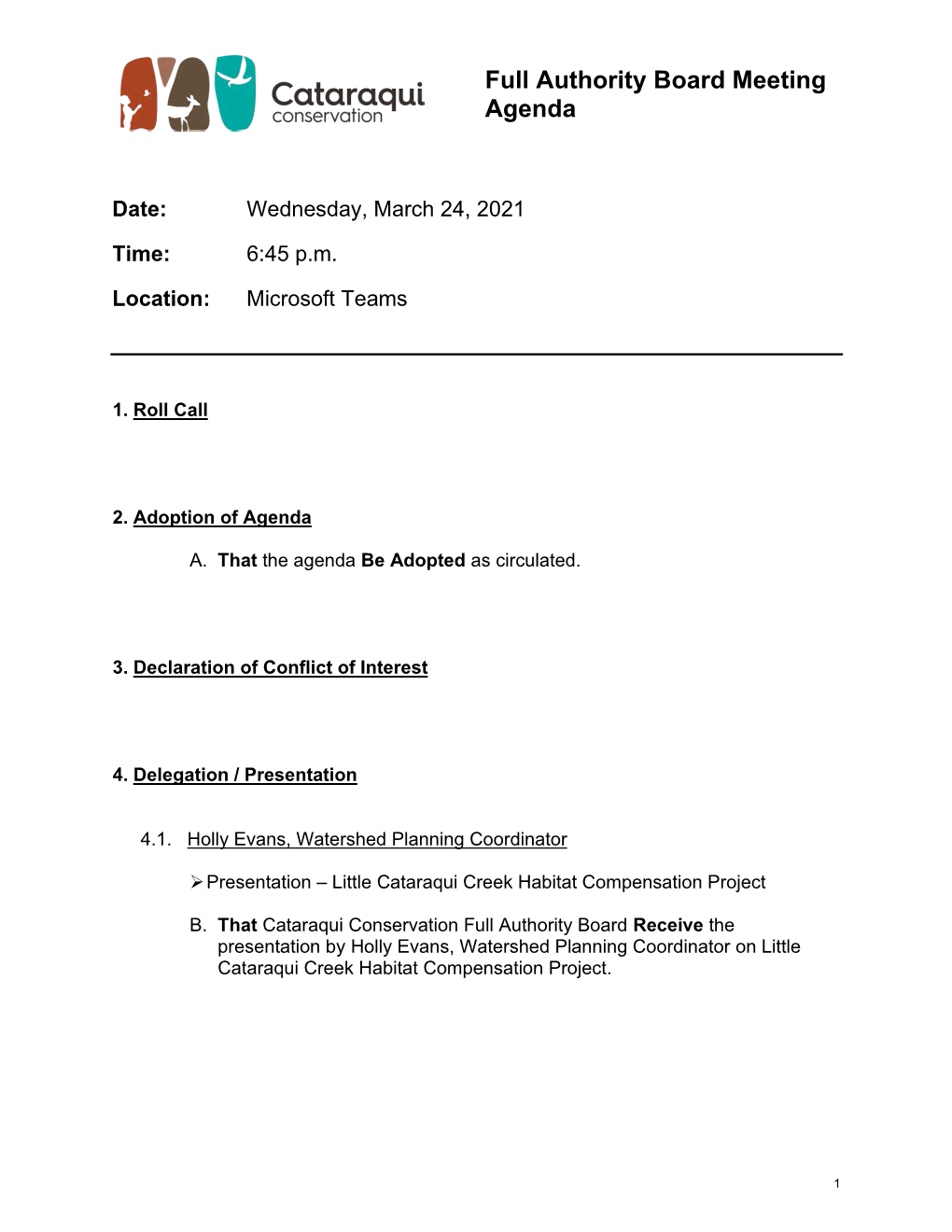 Full Authority Board Meeting Agenda