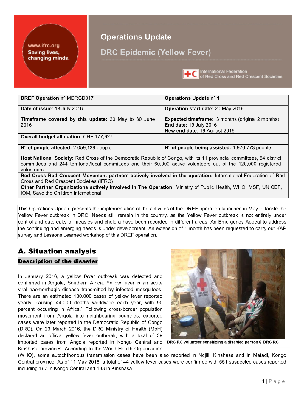 Operations Update DRC Epidemic (Yellow Fever)