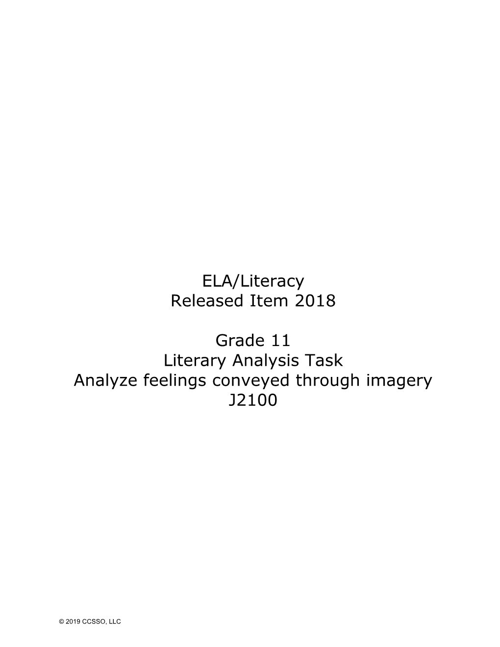 ELA/Literacy Released Item 2018 Grade 11 Literary Analysis Task