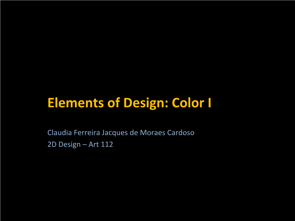 Elements of Design: Color I