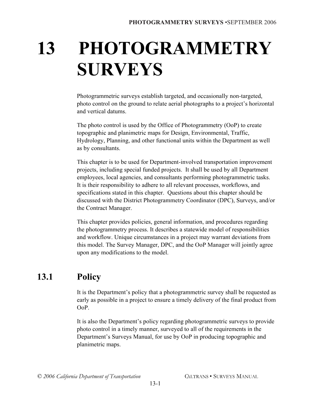 13 Photogrammetry Surveys