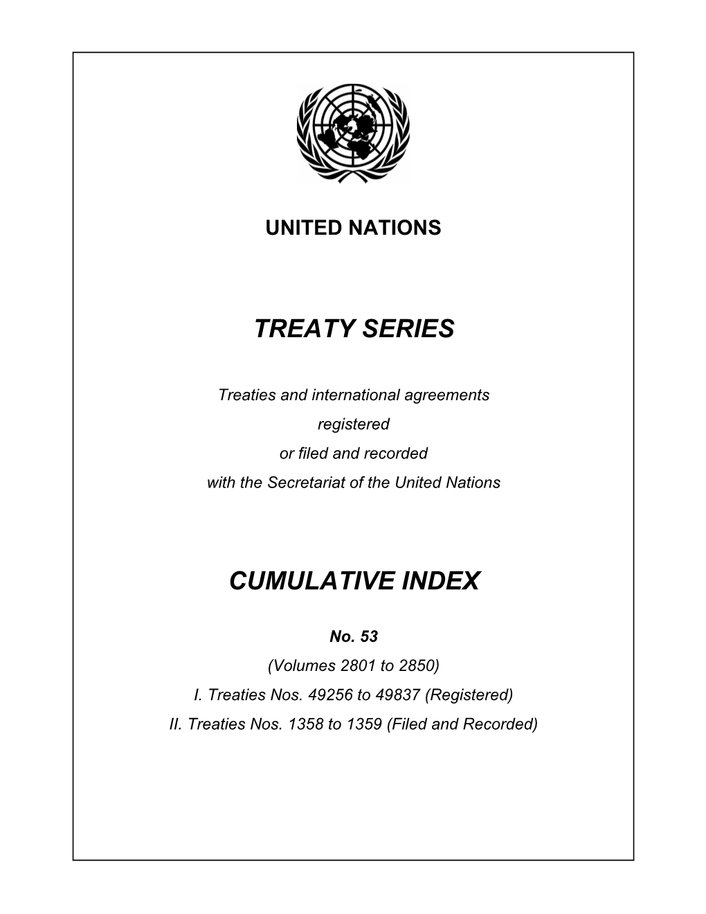 Treaty Series Cumulative Index