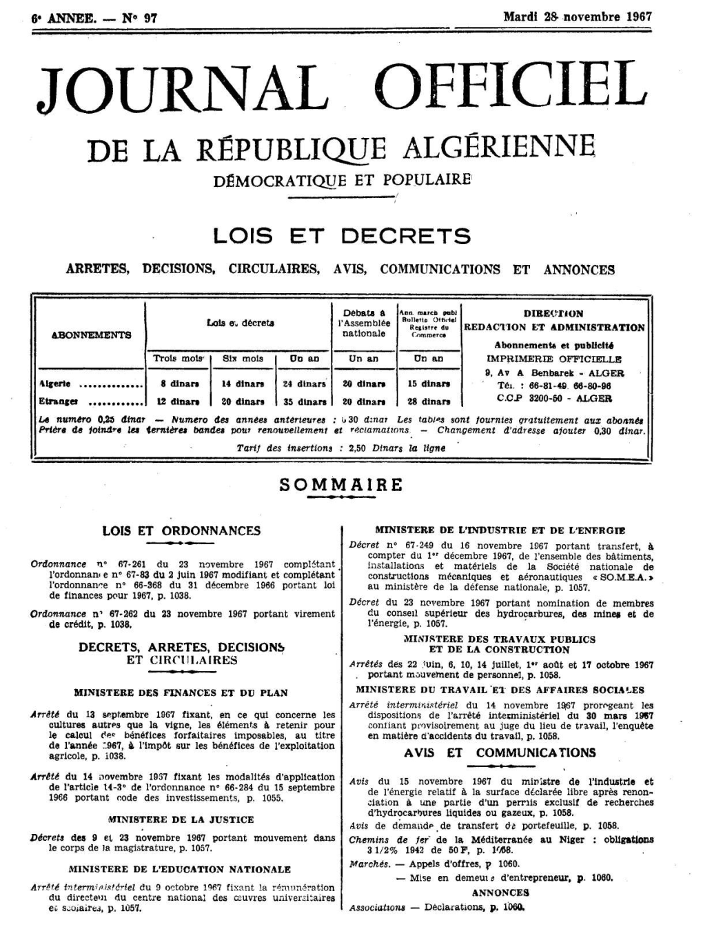 JOURNAL OFFICIEL DE LA REPUBLIQUE ALGERIENNE DEMOCRATIQUE ET POPULAIRE F T LOIS ET DECRETS