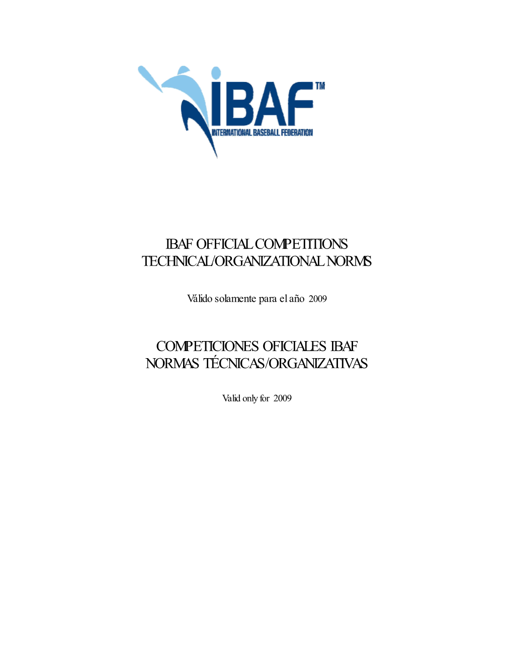 Ibaf Official Competitions Technical/Organizational Norms