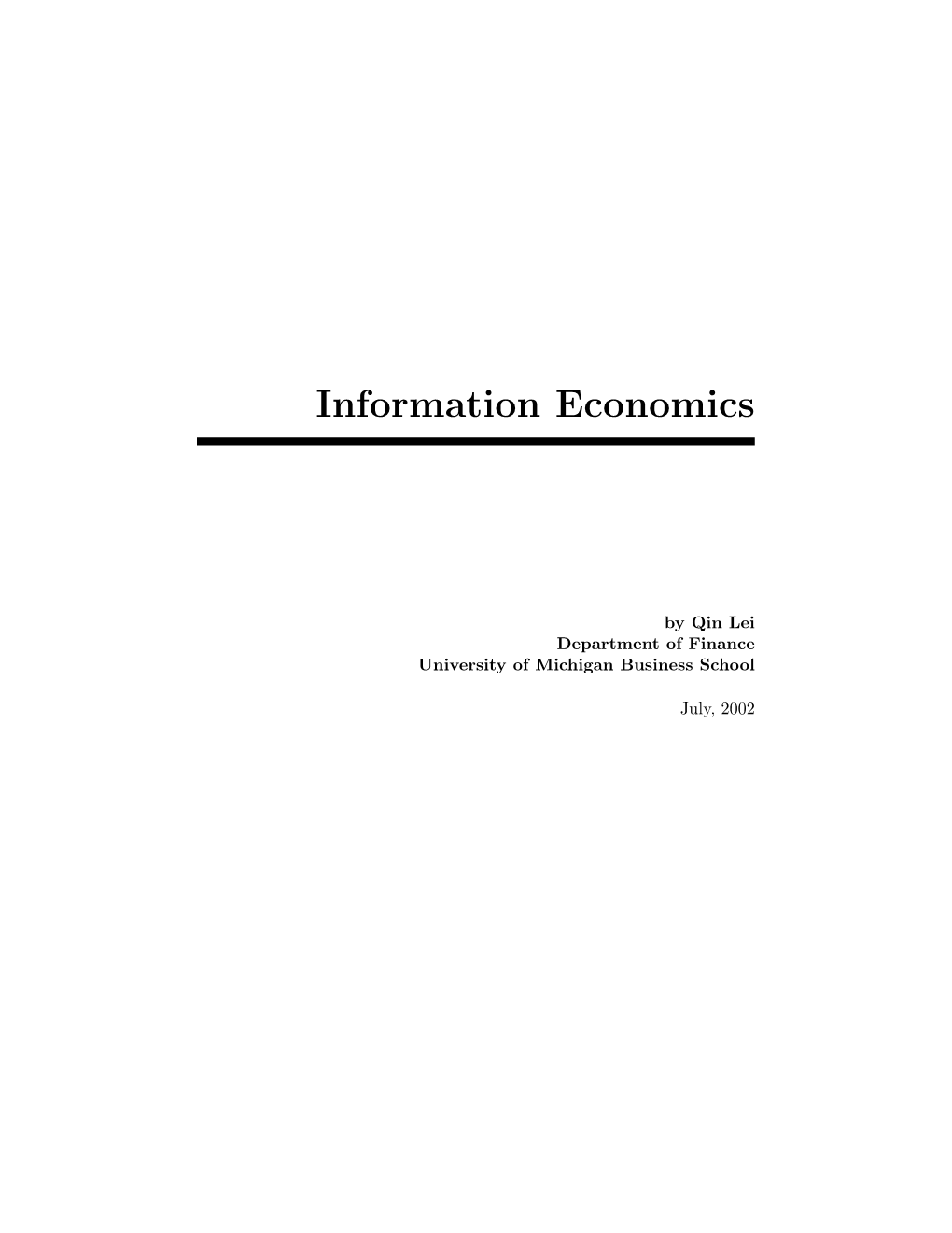 Information Economics