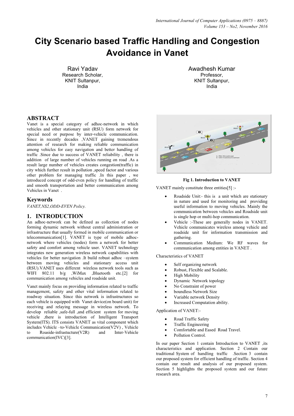 City Scenario Based Traffic Handling and Congestion Avoidance in Vanet