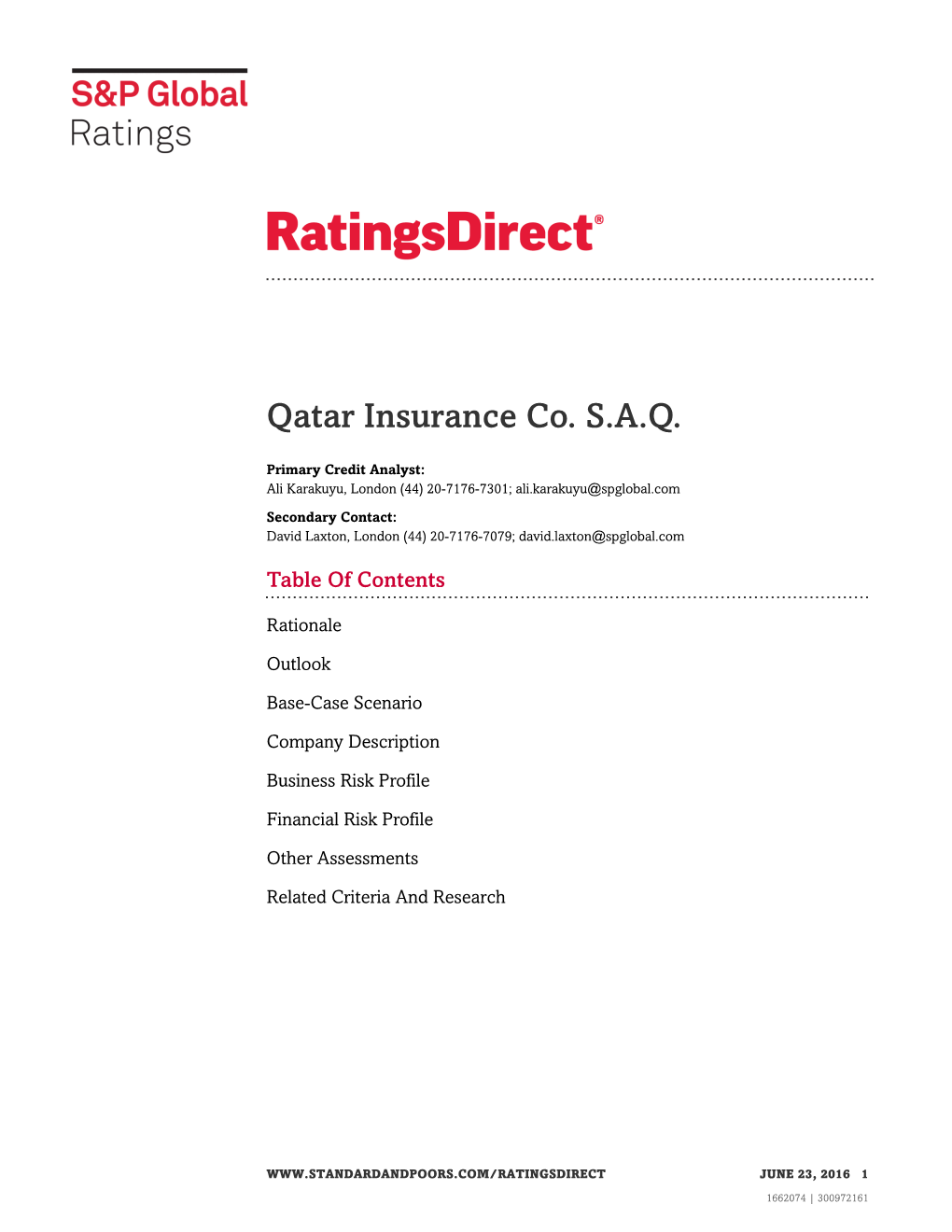 Qatar Insurance Co. S.A.Q