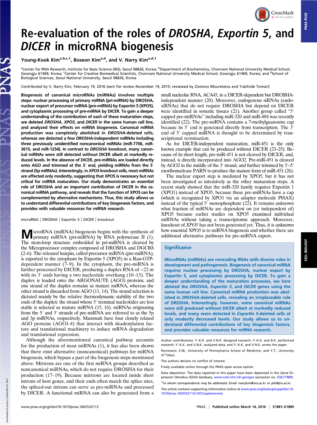 Re-Evaluation of the Roles of DROSHA, Exportin 5, and DICER In