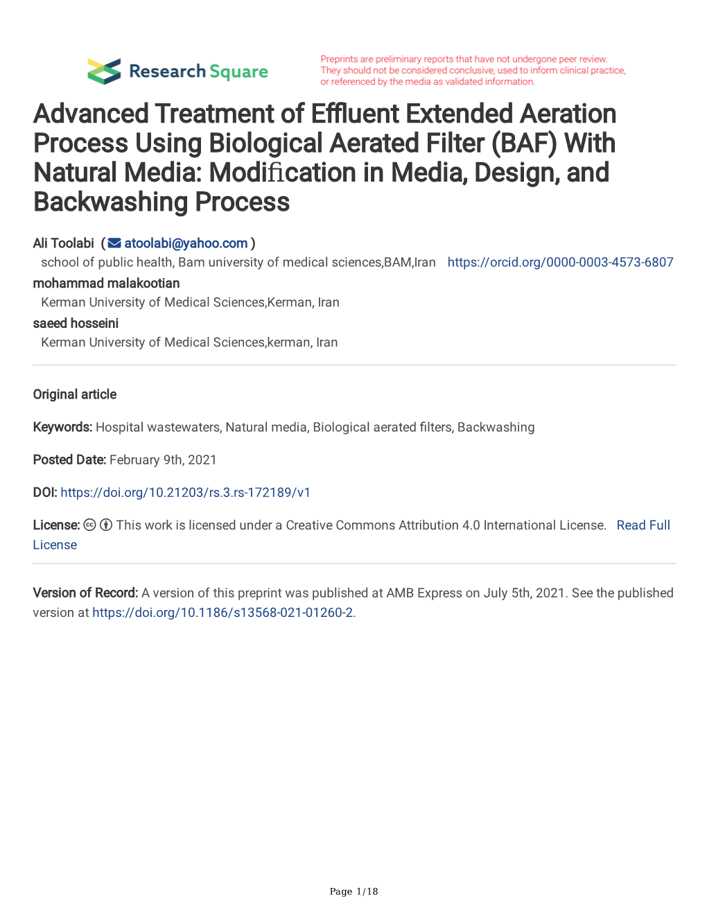 Advanced Treatment of E Uent Extended Aeration Process Using Biological Aerated Filter