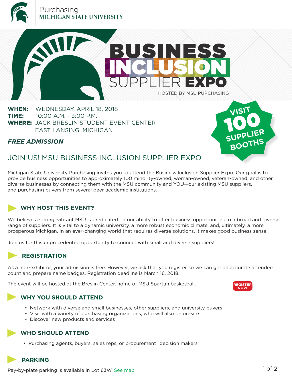Business Inclusion Supplier Expo Hosted by Msu Purchasing