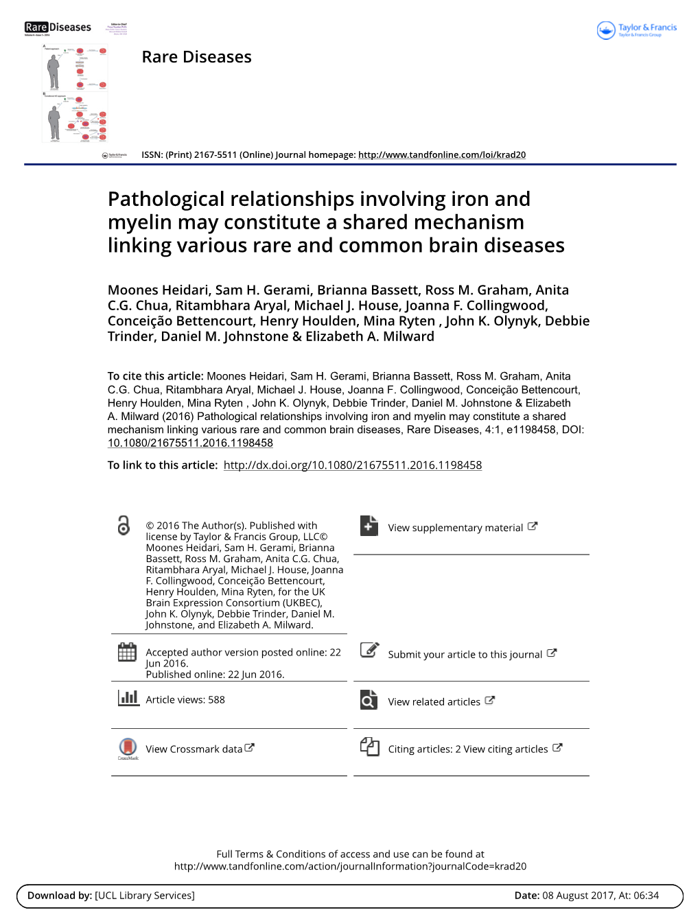 Pathological Relationships Involving Iron and Myelin May Constitute a Shared Mechanism Linking Various Rare and Common Brain Diseases