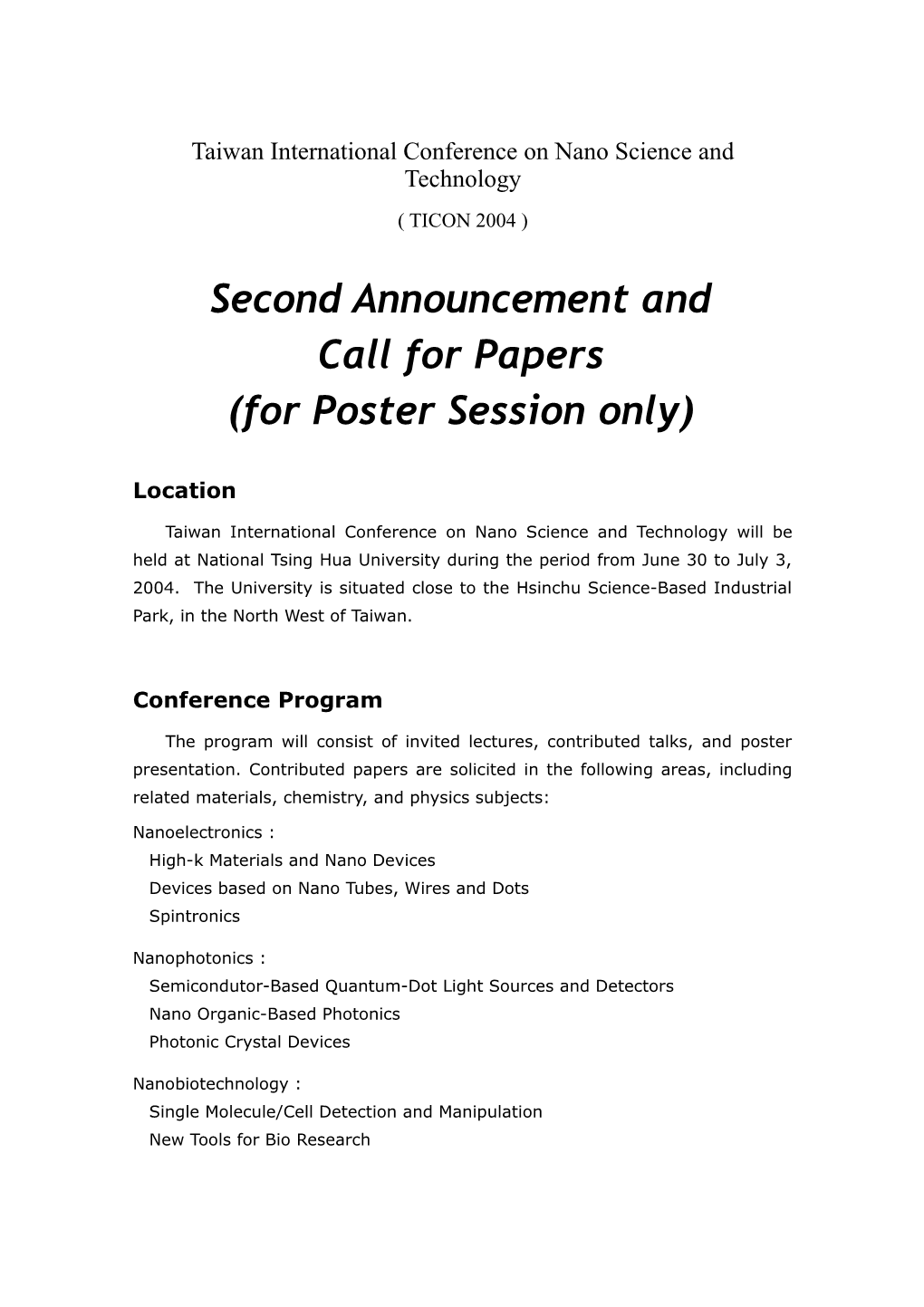 Call for Papers s13