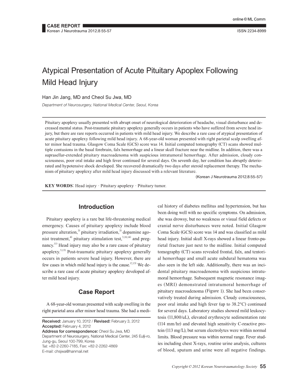 Atypical Presentation of Acute Pituitary Apoplex Following Mild Head Injury