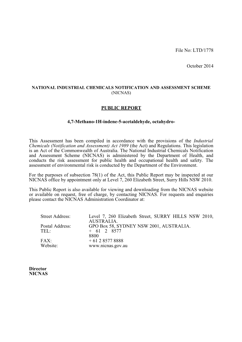 National Industrial Chemicals Notification and Assessment Scheme s70