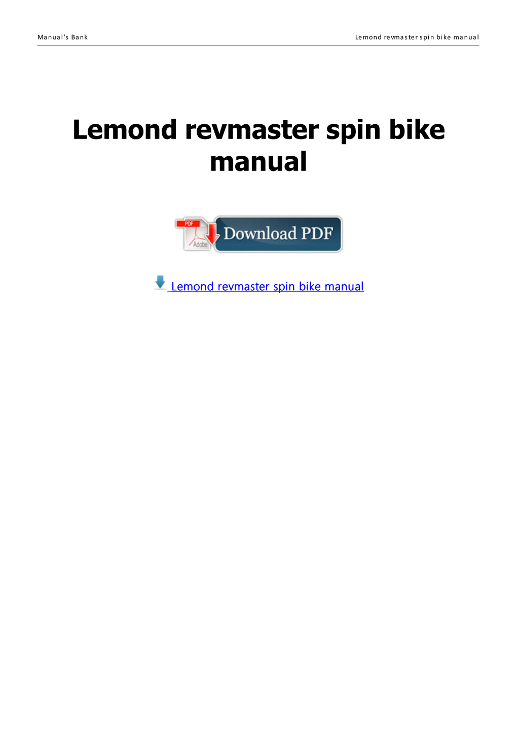 Lemond Revmaster Spin Bike Manual