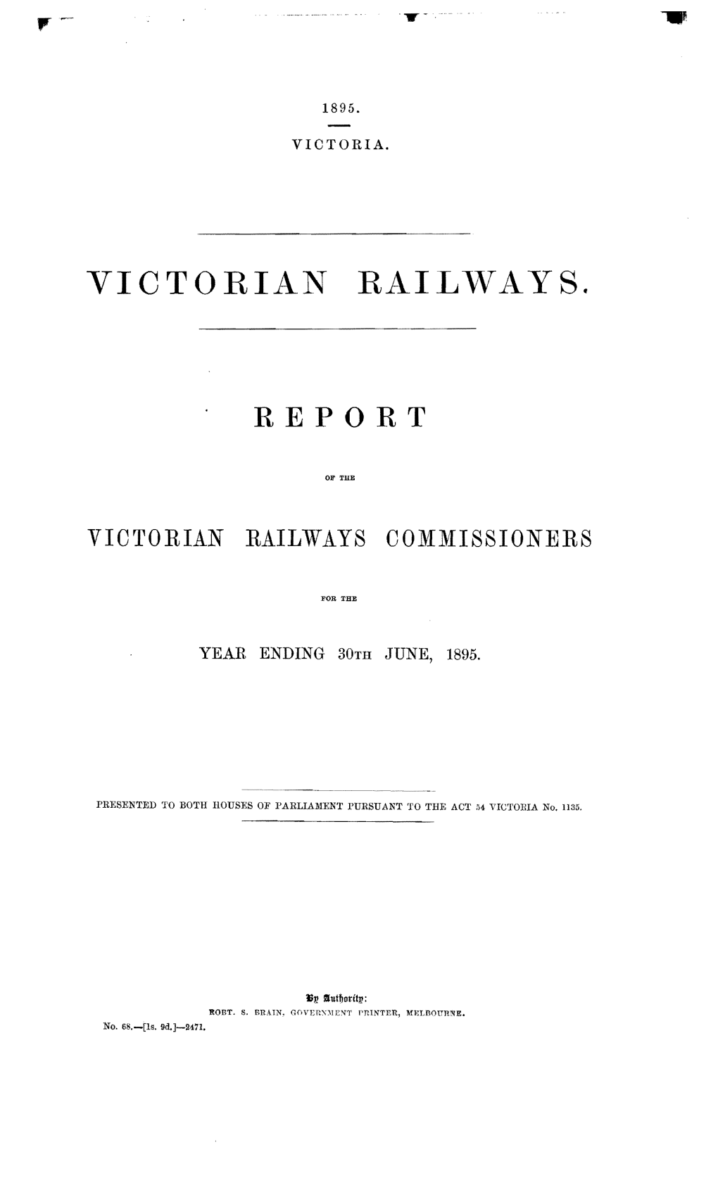 Victorian Railways. Report
