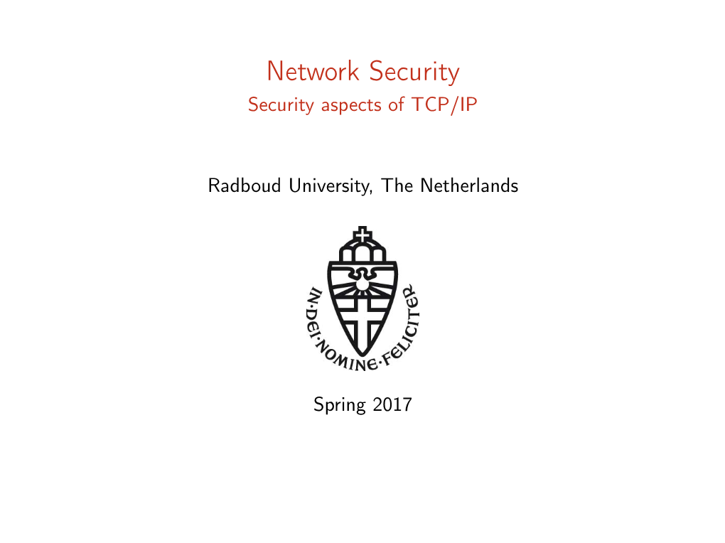 Network Security Security Aspects of TCP/IP