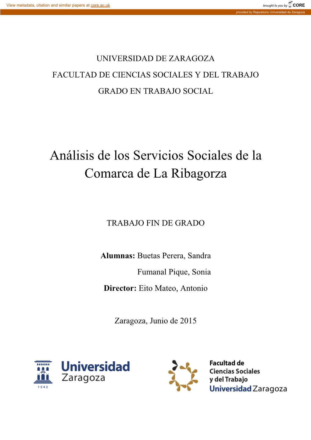 Análisis De Los Servicios Sociales De La Comarca De La Ribagorza