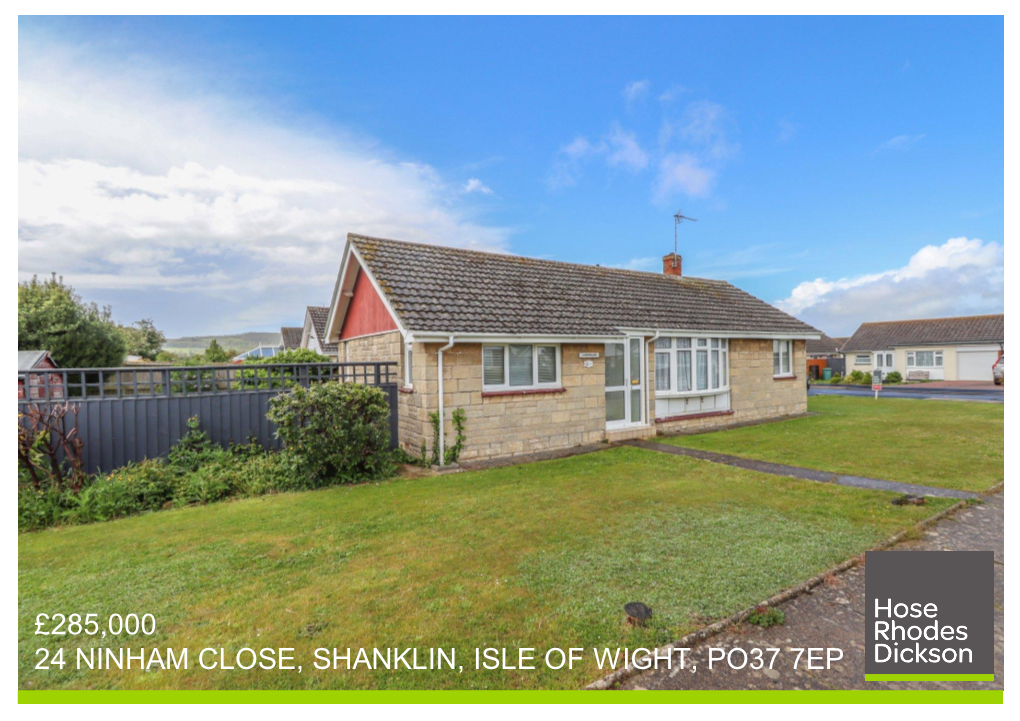 £285,000 24 Ninham Close, Shanklin, Isle of Wight, Po37 7Ep