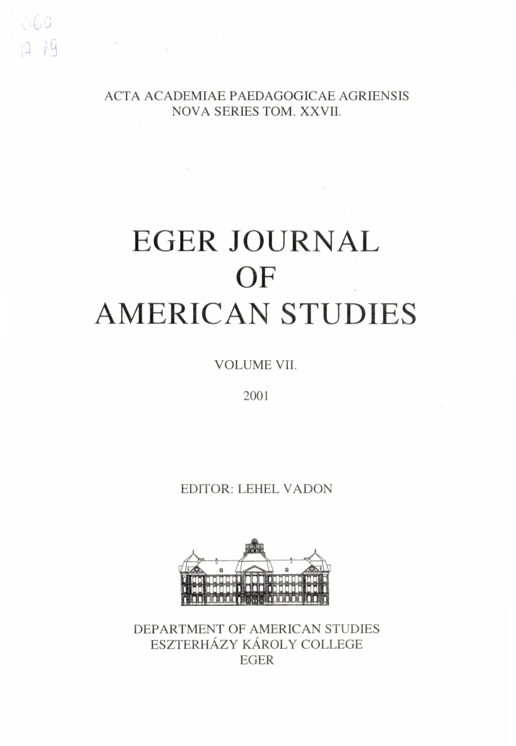 Eger Journal of American Studies.(Acta