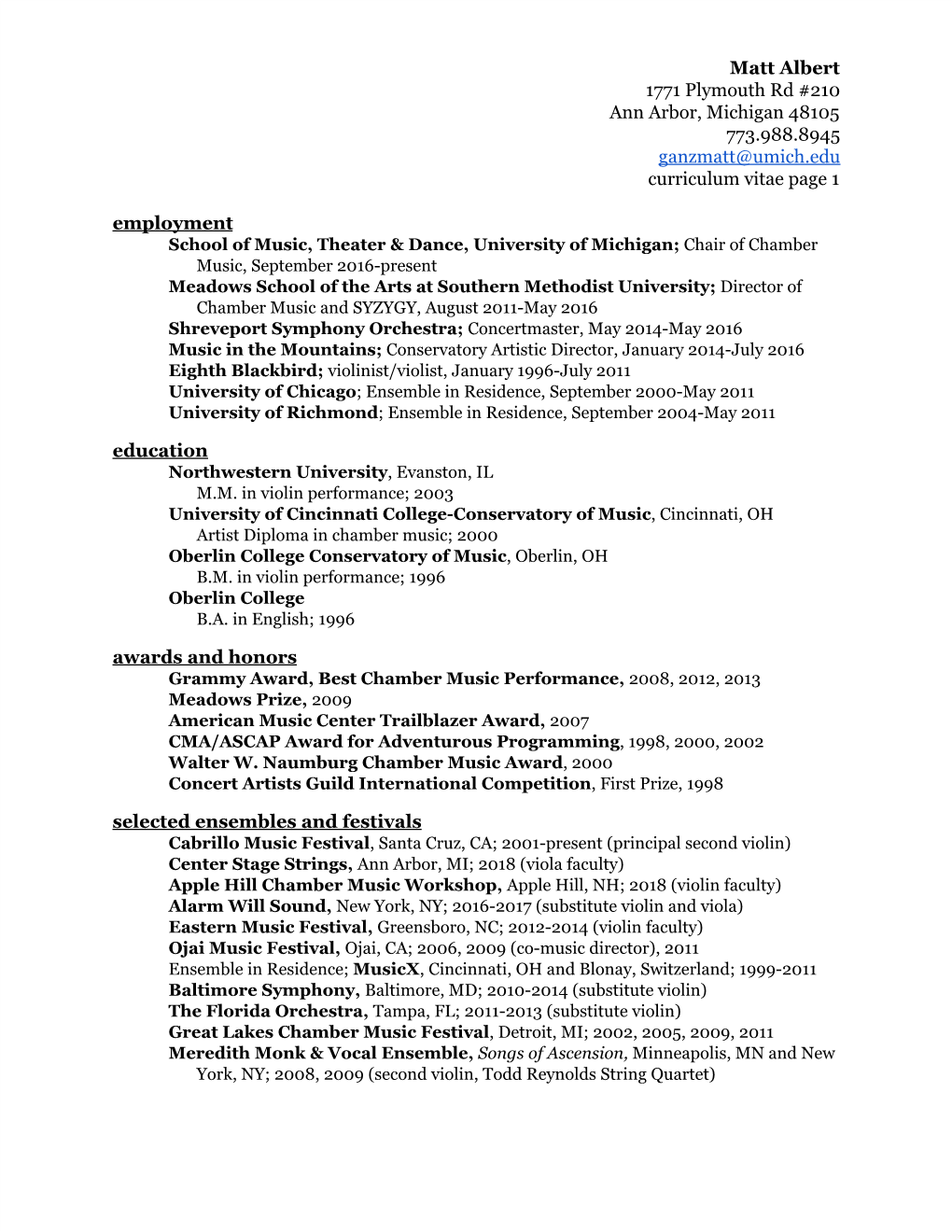 Download Matthew Albert's CV (PDF)