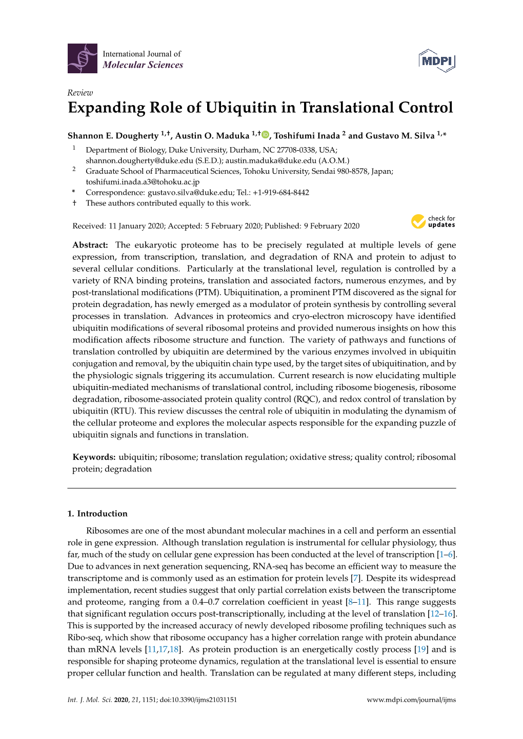 Expanding Role of Ubiquitin in Translational Control