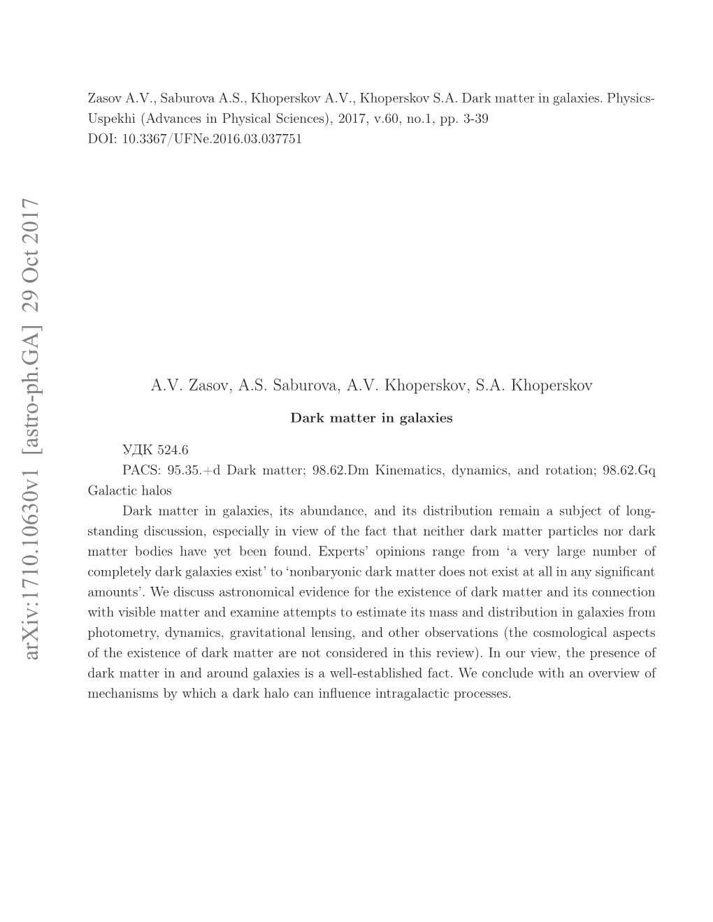 Arxiv:1710.10630V1 [Astro-Ph.GA] 29 Oct 2017