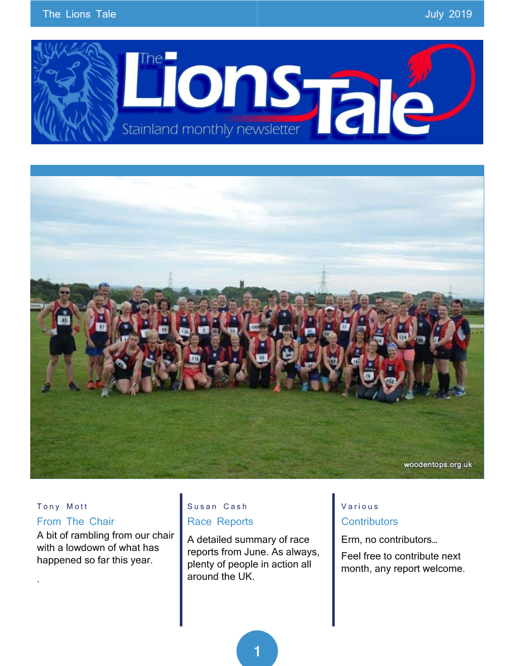 The Lions Tale July 2019 from the Chair a Bit of Rambling from Our