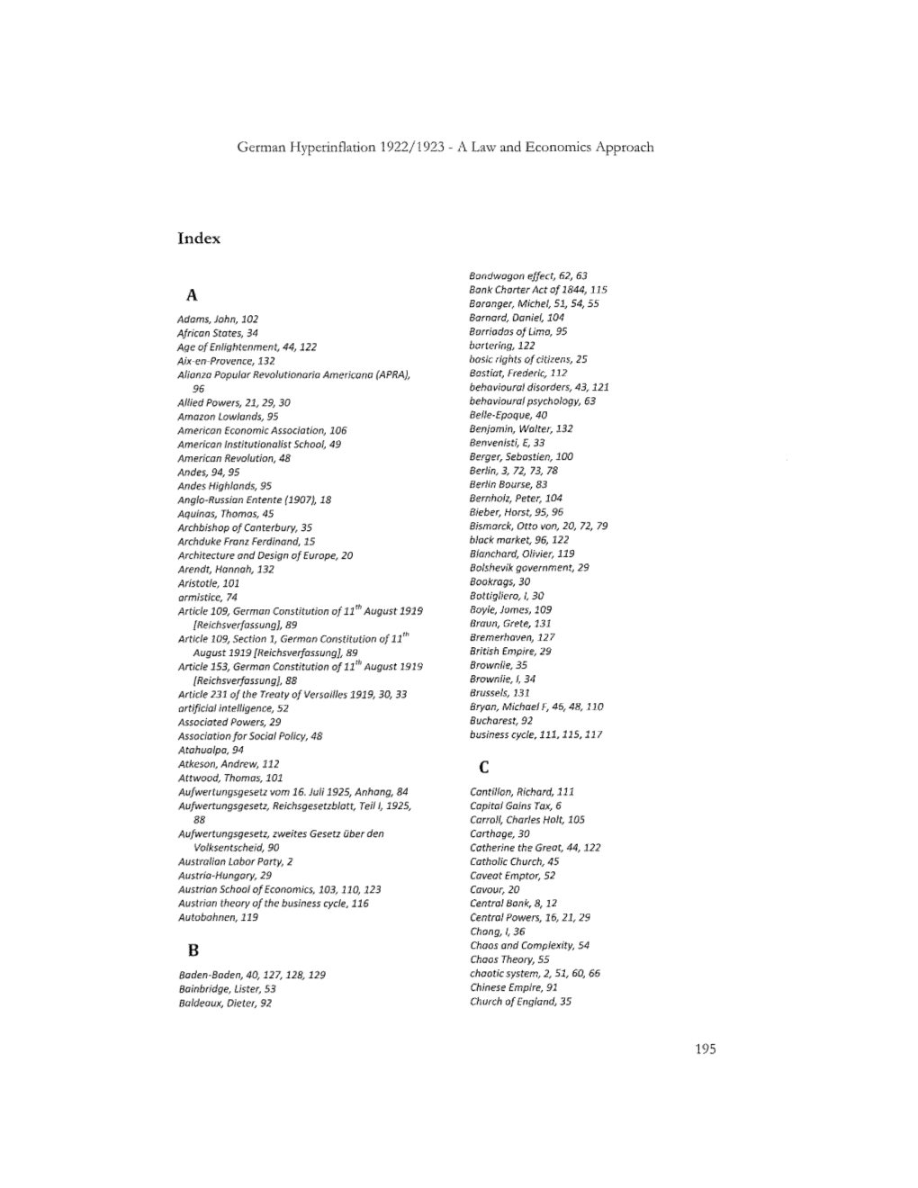 Erman Hyperinflation 1 923 - a La\V and Economics Approach