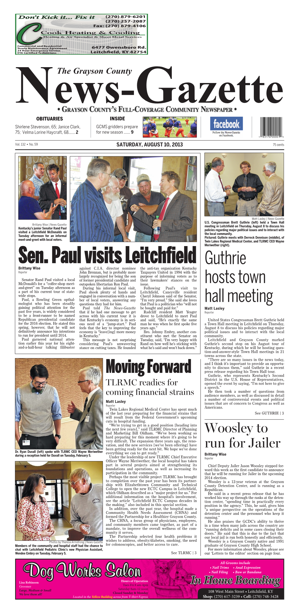 Sen. Paul Visits Leitchfield Guthrie Brittany Wise Against C.I.A