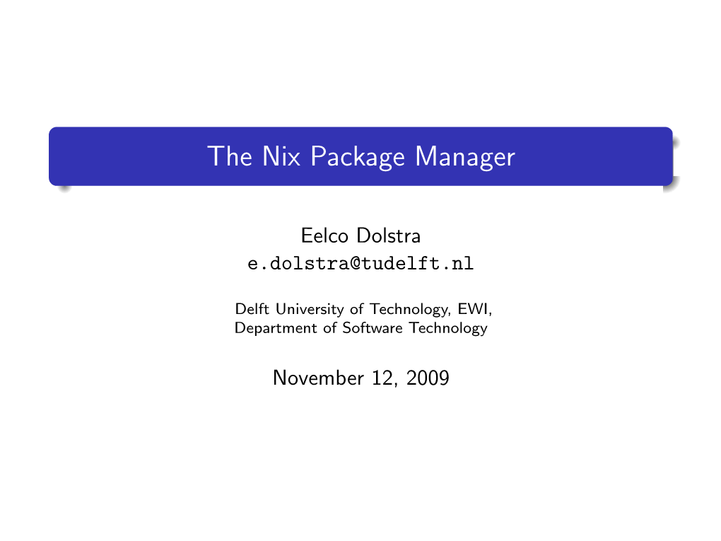 The Nix Package Manager