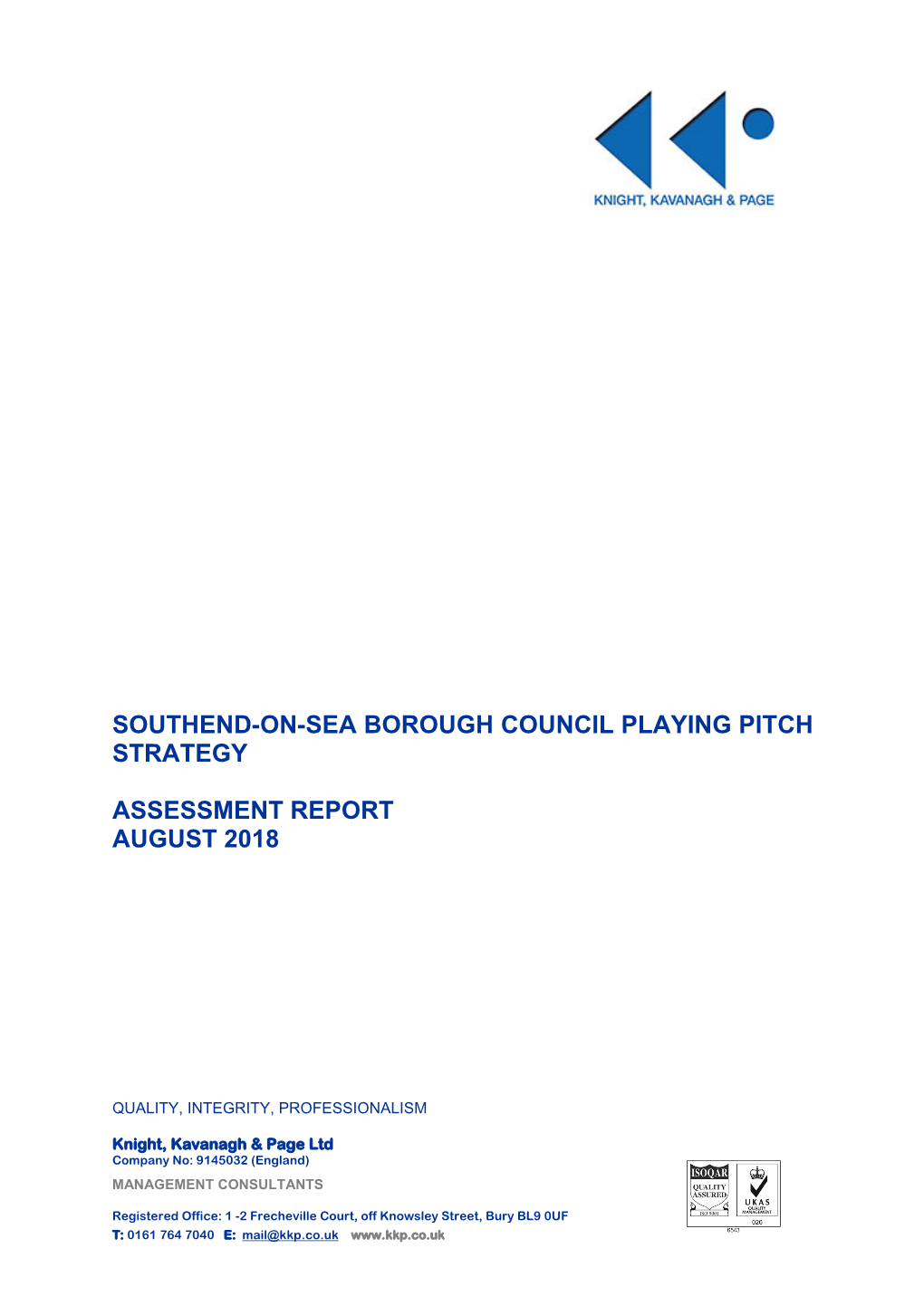 Southend-On-Sea Borough Council Playing Pitch Strategy Assessment