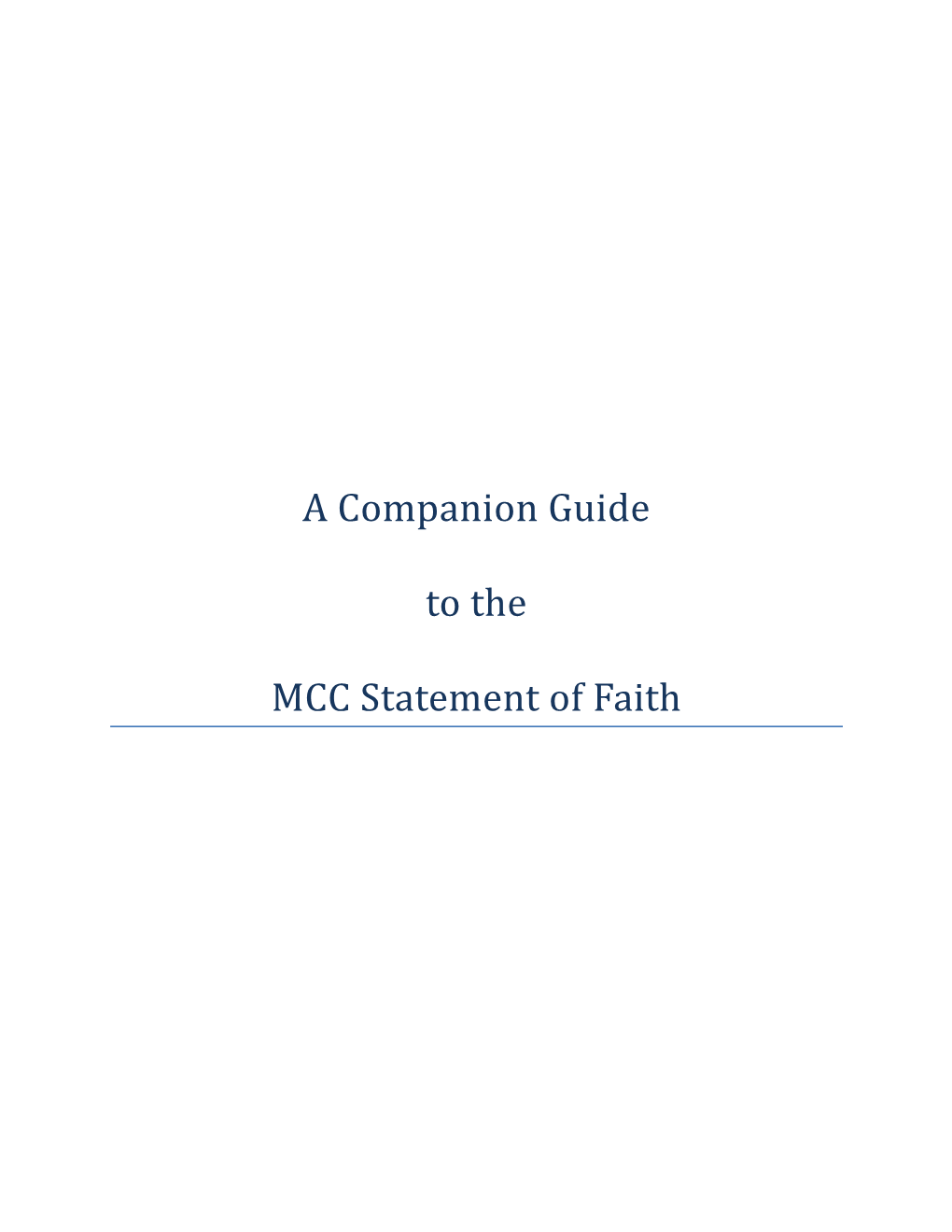 MCC Statement of Faith