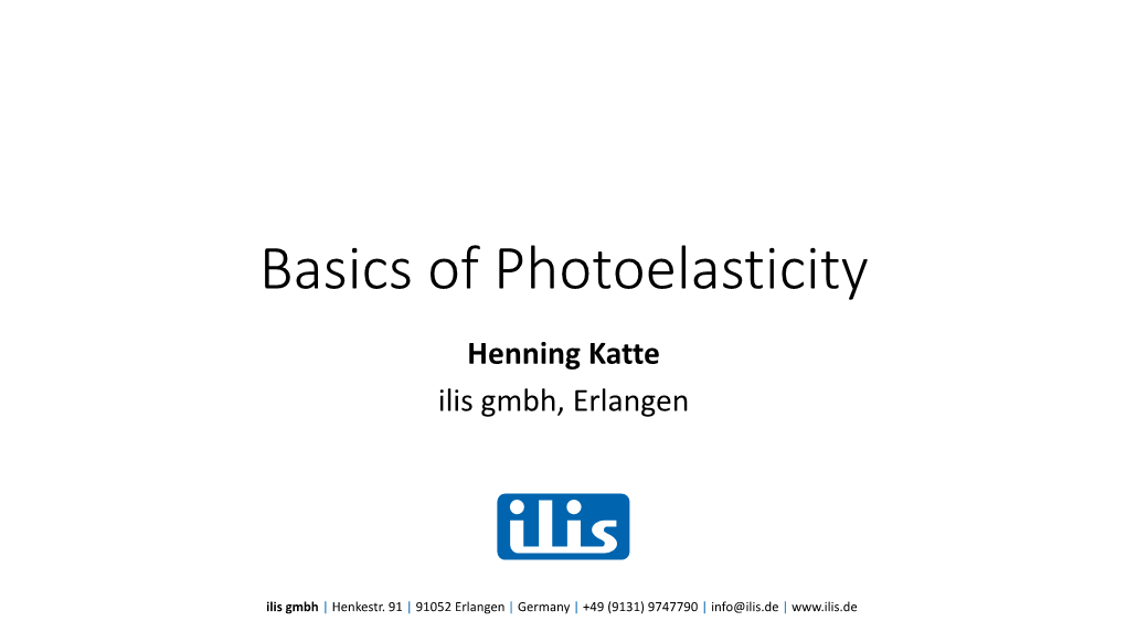 Fundamentals of Photoelasticity