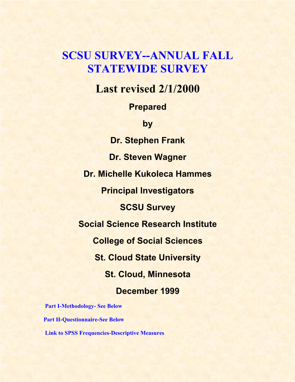 Fall 1999 Statewide Survey