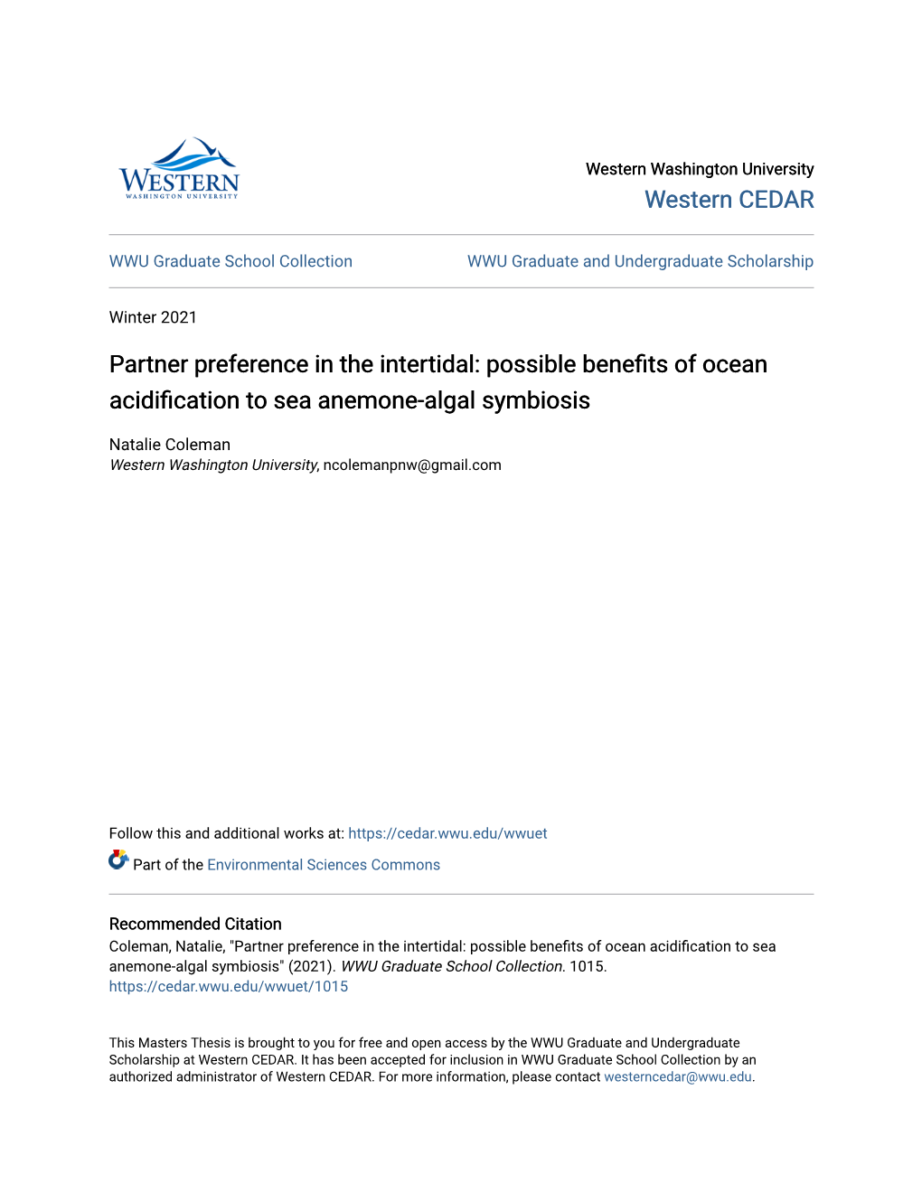 Possible Benefits of Ocean Acidification to Sea Anemone-Algal